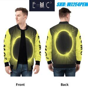New E=M/C2 Unisex  Black Hole Yellow Zip Up Bomber Jacket
